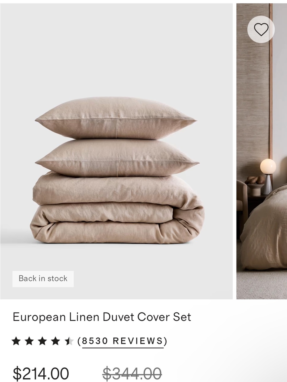 Like new Quince European Linen Duvet Cover Set AND FLAT SHEET in Toffee King/Cal